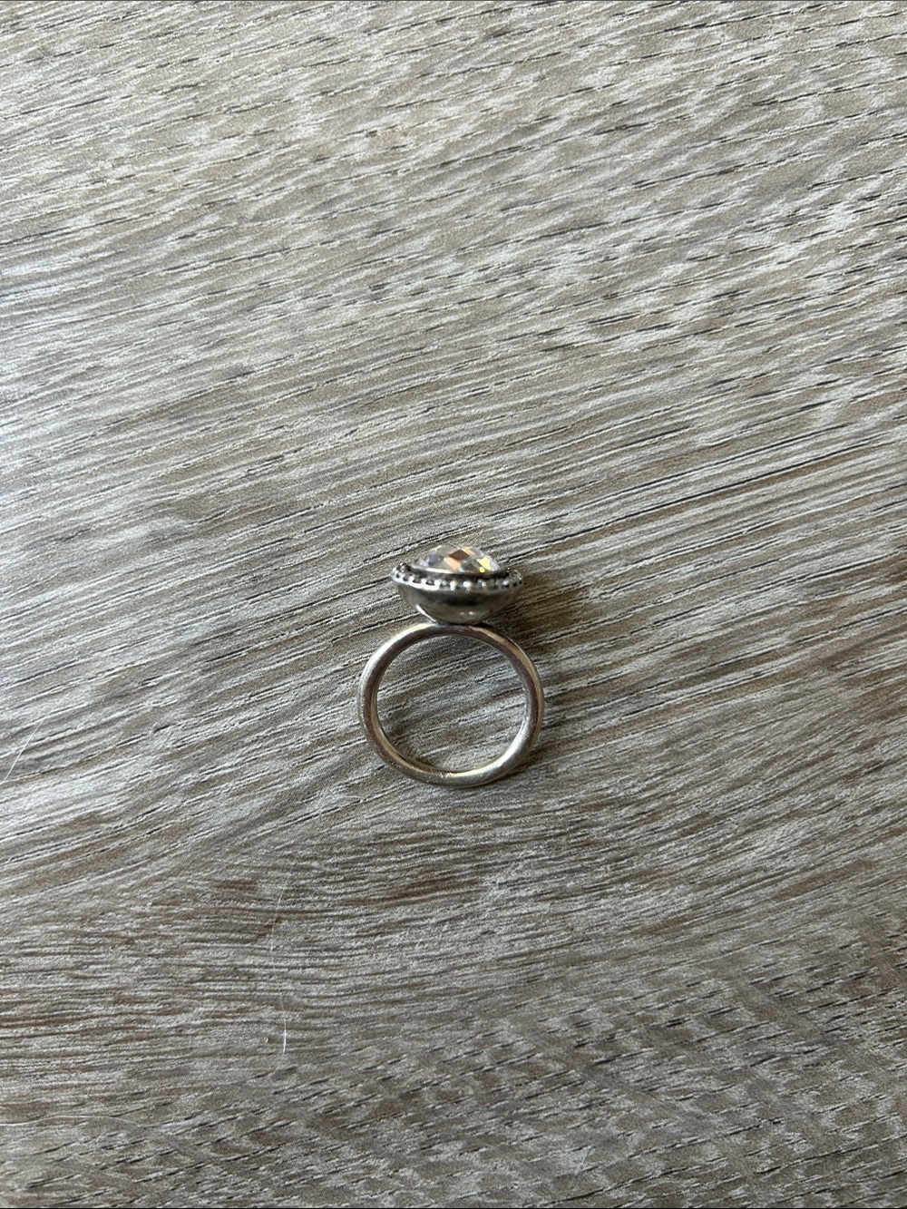 Pandora Silver Ring with Clear Center Stone and Halo - Picture 3 of 4